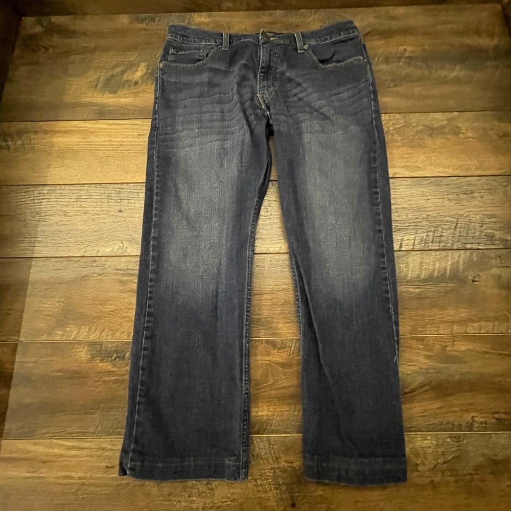 Signature Levi Strauss Gold Mens Straight Leg Dark Wash Jeans 36x30 Work Casual